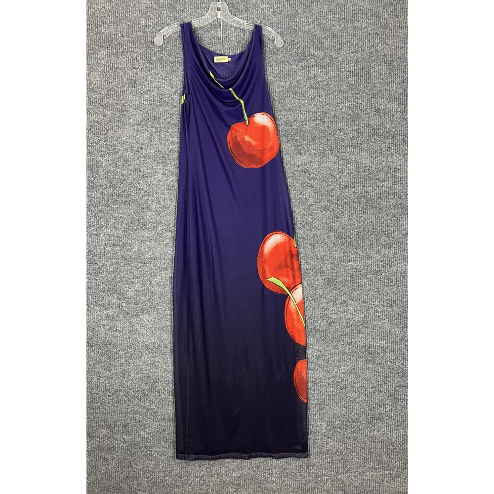 Muma World Night Cherry Midi Dress Womens Medium Purple Sleeveless